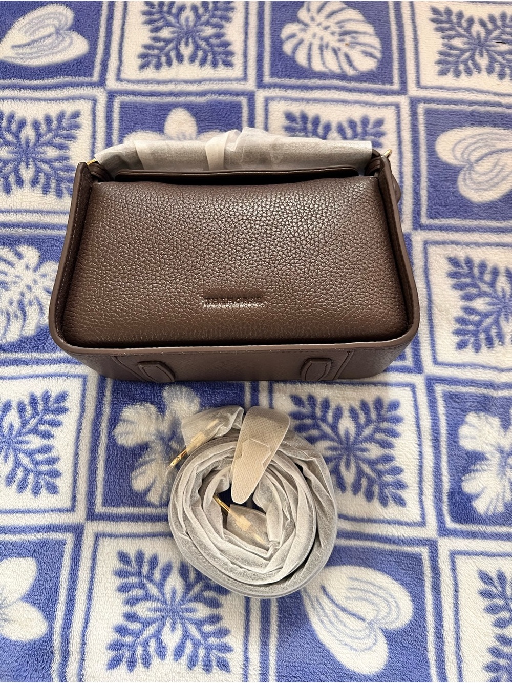 The Horse mini Clementine Compact Pebbled Leather Mini Bag in Dark Brown - Picture 3 of 9